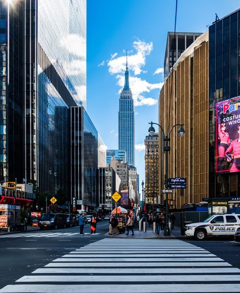 Nyc Urban Photography, Nyc Crosswalk, City Buildings Photography, City Crosswalk, City Street Background, City Skyline Photography, City Street View, Manhattan Streets Aesthetic, Cityscape From Above