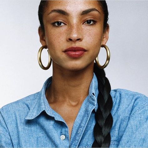 Neil Stuart on Instagram: “Sade #sadevibes #sade #London #classic #beauty #icon #denim #denimshirt #denimchambrey #blue 💎 #portrait” Sade Adu Nigerian Hairstyle, Jamaican Names, Joy Bryant, Songs For Sons, Sade Adu, Beauty Rules, Diamond Life, Marriage Life, Grammy Awards