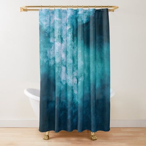 Art Nouveau Bathroom, Hawaii Nature, Summer Beach Waves, Watercolor Shower Curtain, Turquoise Tie, Wave Curtains, Landscape Beautiful, Water Ocean, Beautiful Aesthetic