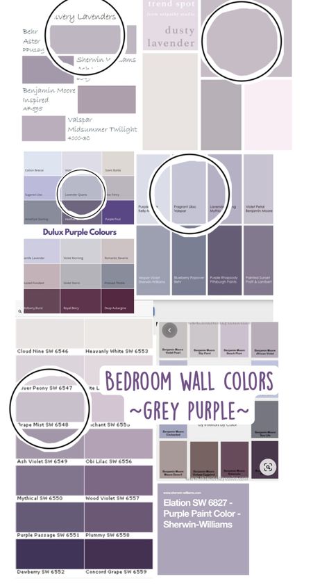 Wall colors, purple, grey, bedroom. Bedroom Wall Colors Grey, Lilac And Grey Bedroom, Benjamin Moore Purple, Purple I, Bedroom Wall Colors, Grey Bedroom, My Bedroom, Scent Bottle, Kids' Room