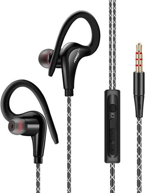 Black Earphones, Running Headphones, Cool Tech Gadgets Electronics, Sport Earphones, Ear Buds, Hifi Stereo, Headphone With Mic, Wired Headphones, Sports Headphones