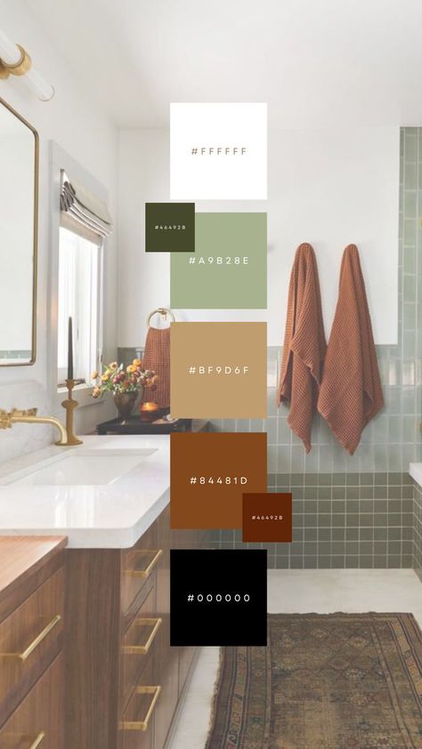 Tony Bathroom, Room Design Drawing, Bathroom Colors Schemes, 2024 Color Palette, Modern Organic Decor, Minimalist Home Ideas, Bathroom Color Palette, Earthy Bathroom, Brand Colors Inspiration