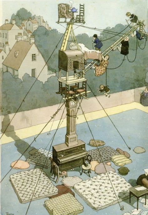 Animation Dance, William Heath Robinson, Heath Robinson, Childrens Illustrations, Pulp Fiction, Children's Book Illustration, Cultura Pop, Art Sculpture, Book Illustration