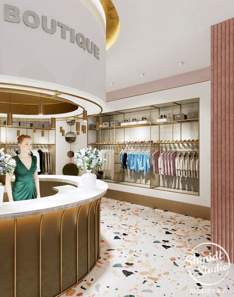 Interior Boutique on Behance Retail Interior Design Boutique, Interior Boutique, Retail Store Layout, Luxury Retail Store, Retail Store Interior Design, Retail Space Design, Clothing Store Design, Neoclassical Interior, Retail Interior Design