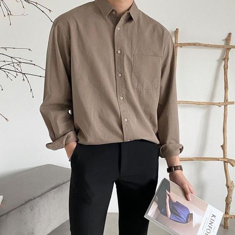 K Pop Fashion Male, Minimalist Fashion Men Outfits, Open Collar Shirt Men, Formal Clothes For Men, Minimalist Outfit Men, Mens Minimalist Fashion, Korean Street Fashion Men, Guys Fashion Casual, Shirt Outfit Men