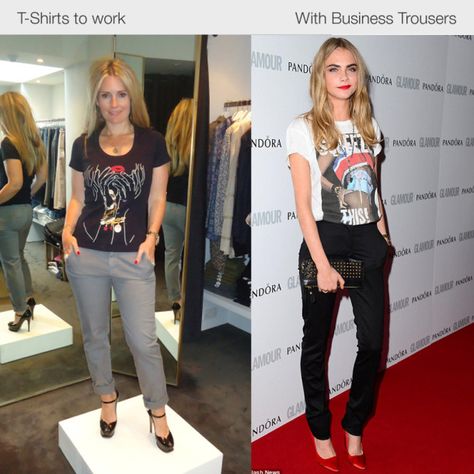 how to wear tshirts to work with Business Trousers Dress Up Tshirt, Tshirt Casual Outfit, How To Wear Blazers, Tshirt Dress Outfit, Casual Dressing, Professional Wardrobe, Work Trousers, How To Wear Scarves, Tshirt Outfits