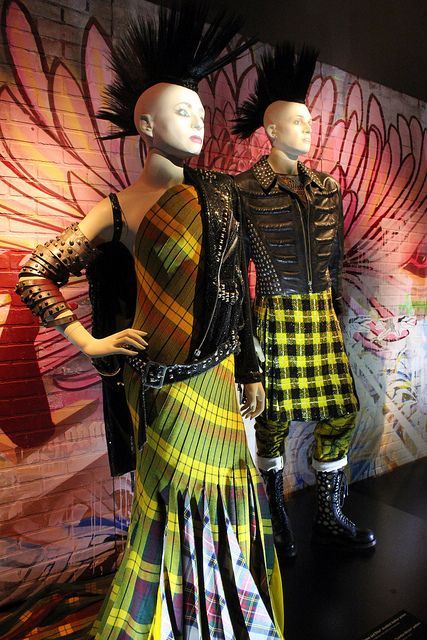 Jean Paul Gaultier Exhibit "Punk Influences", pinned by Ton van der Veer Garage Punk, Grand Palais Paris, Visual Merchandiser, Tartan Fashion, Crust Punk, Anti Fashion, Scottish Fashion, Punk Inspiration, Tartan Dress