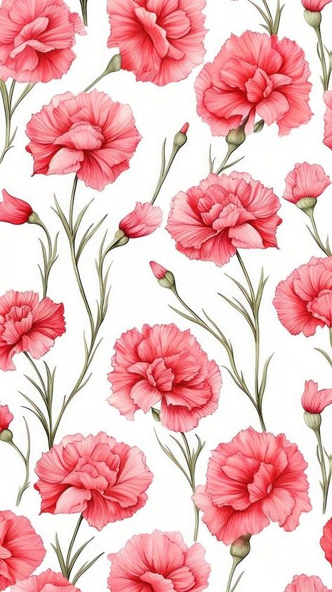 Carnations flower pattern plant inflorescence. AI generated Image by rawpixel. | free image by rawpixel.com / Jigsaw Carnations Wallpaper Iphone, Carnation Flower Wallpaper, Flower Pattern Aesthetic, Carnation Wallpaper, Carnations Flower, Carnation Pattern, Journal 2025, January Carnation, Aesthetic Android