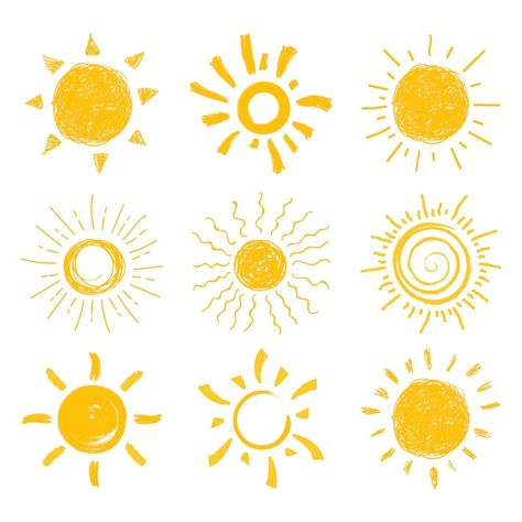 Button Mobile, Space Doodles, Circus Design, Summer Vector, Sun Icon, Sun Drawing, Vector Doodle, Cartoon Sun, Kids Doodles