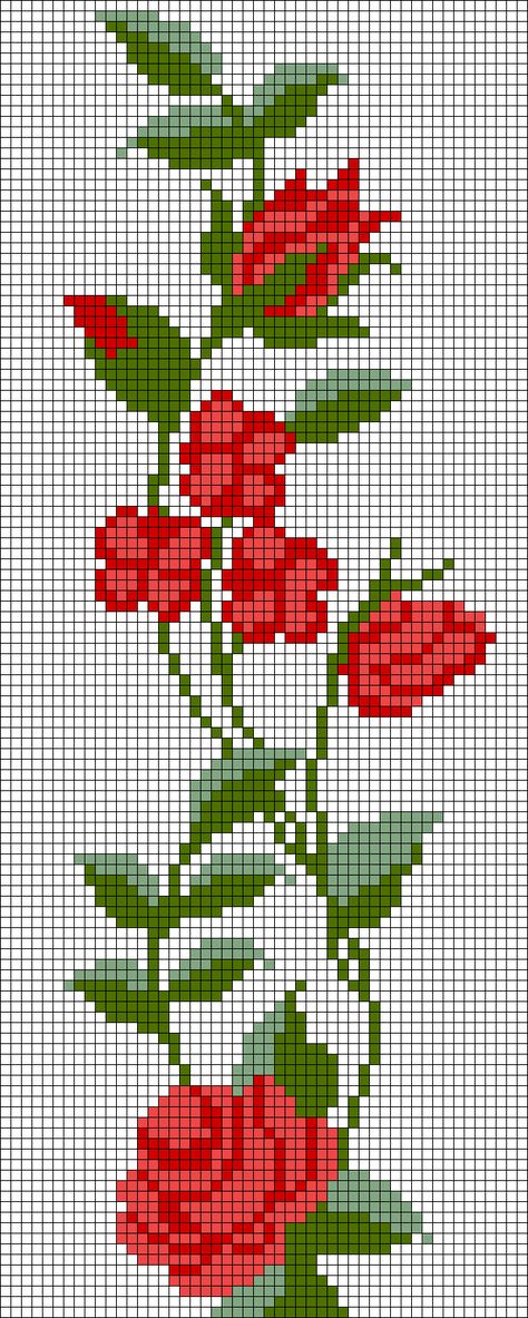 Alpha pattern #97659 variation #185267 | BraceletBook Cross Stitch Rose Flowers, Rose Alpha Pattern, Flower Alpha Pattern, Pixel Flower Pattern, Graph Drawing, Rose Cross Stitch Pattern, Beaded Flowers Patterns, Felt Flowers Diy, Pixel Crochet