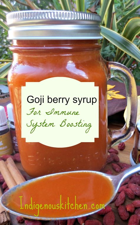 Very similar recipe to my elderberry syrup... maybe add the goji berries to the elderberries? Berry Benefits, Goji Berry Recipes, Berry Syrup, Benefits Of Berries, Elderberry Syrup, Goji Berry, Berries Recipes, Healthy Food Choices, Goji Berries