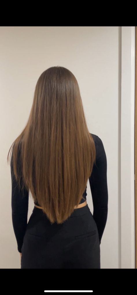 Long hair, dark blonde hair, light brown hair V Haircut For Long Hair Straight, Middle Of Back Hair Length, V Layers Long Hair, Hair Cuts Long Hair Straight, Long Hair Butterfly Haircut, Light Brown Hair Layers, Long Hair Inspo Brunettes, Dark Blonde Long Hair, U Cut Hairstyle Long Hair