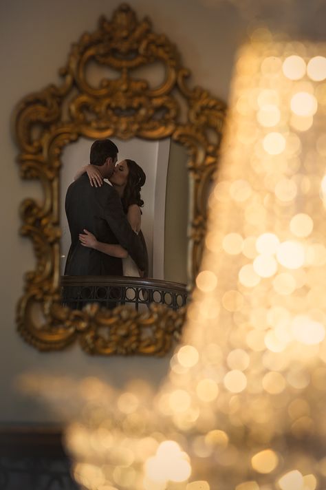 Love the unique shot through the mirror Mirror Couple Photoshoot, Mirror Poses Couple, Couple In Mirror Photography, Mirror Wedding Photography, Wedding Mirror Selfie, Bride In Mirror Photo, Bride Looking In Mirror, Shot Film, Indian Wedding Poses