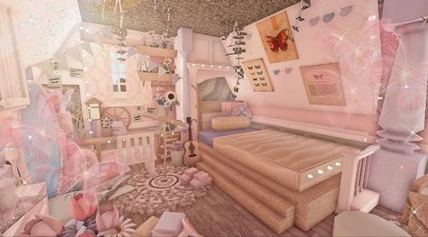 Bloxburg Pastel House, Bloxburg Shelf, Bloxburg Pink House, Bloxburg Instagram, Roblox Room, High Room Ideas, Blush House, Bloxburg Aesthetic, Pinterest Kitchen