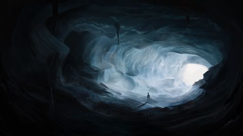 ArtStation - Snow Cave, Joe Dimuantes Cold Cave, Snow Cave, Cave Drawing, Fire Sketch, Book Scrapbooking, Mountains Of Madness, Dark Cave, Cave Drawings, Underwater Caves