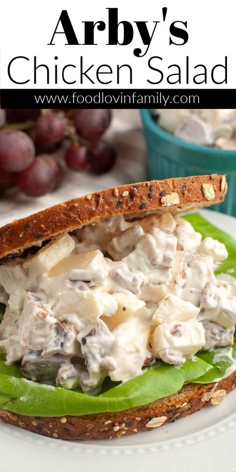 Arby's chicken salad is a creamy, delicious sandwich that is on the Arby's menu at select locations. You can make your own copycat version at home with just a few simple ingredients. Fast food doesn't Copycat Arby Chicken Salad, Meat Salad Sandwiches, Copycat Chicken Salad Recipe, Mcalisters Chicken Salad Sandwich Recipe, Copycat Arby's Chicken Salad, Arby’s Chicken Salad Recipe, Best Chicken Salad Sandwich Recipe, Fancy Nancy Chicken Salad Recipe, Arbys Chicken Salad Recipe