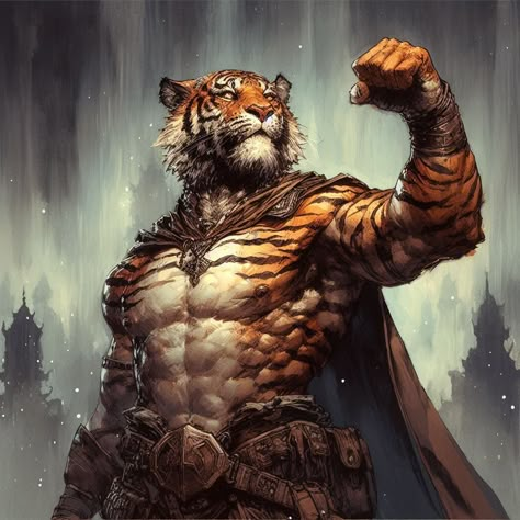 Z'Ahr Dar'Oh, Tabaxi Monk Dnd Tabaxi Monk, Tabaxi Cleric, Tabaxi Monk, Sk Images, Dnd Fighter, Imaginary Characters, Hybrid Art, Tiger Wallpaper, Dungeons And Dragons Classes