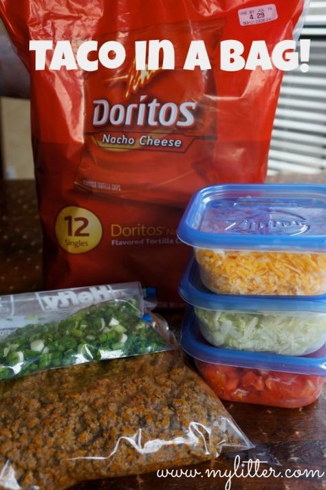 Taco Salad In A Bag! – Perfect for camping and kids minus the chips which are not GF. Salad In A Bag, Taco In A Bag, Foil Dinners, Camping Foods, Camping Desserts, Camping Snacks, Camping Food Ideas, Camping 101, Camp Food