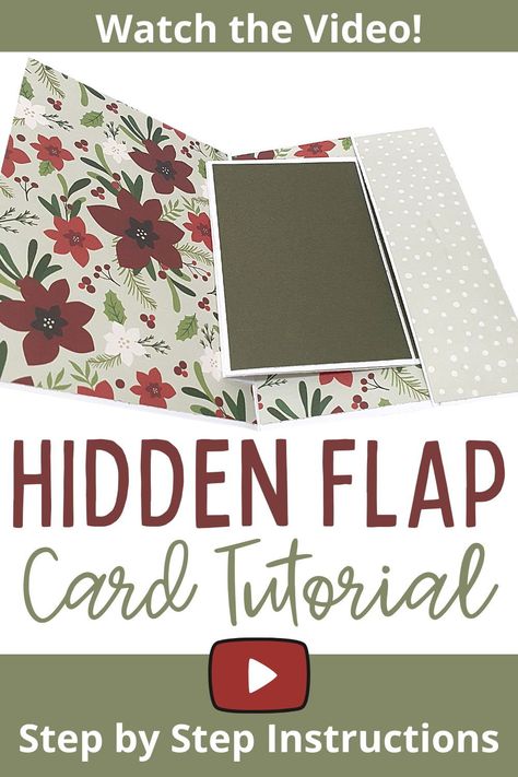 Make a fun pop up hidden flap card everyone would love to get this Christmas. Follow the video to see how to make it! Hidden Flap Card Tutorial, Front Flip Fold Cards, Pop Up Window Card, Interactive Cards Tutorial How To Make, Card Making Tutorials Videos, Handmade Card Tutorials, Fun Fold Christmas Cards Tutorials, Christmas Cards Tutorials, Pop Up Cards Diy Easy