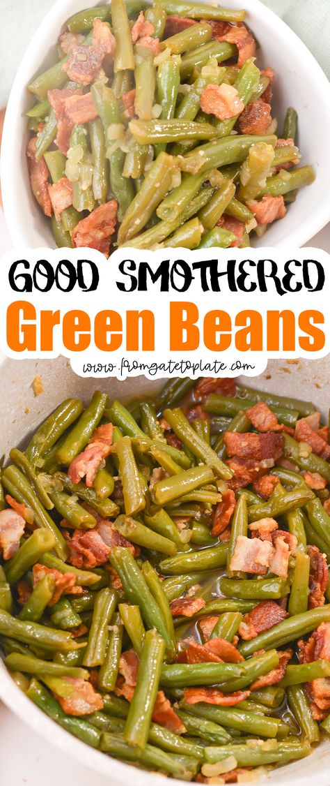 Fresh Snap Beans Recipes, Snap Beans And Potatoes, Smothered Green Beans And Potatoes, Garden Green Bean Recipes, Oven Green Beans, Fresh Green Bean Recipes, Smothered Green Beans, Seasoned Green Beans, Southern Green Beans