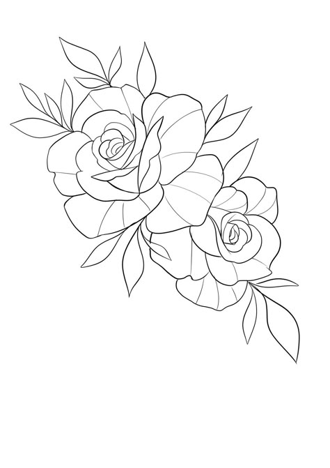 Fine Line Roses Tattoo Design, Rose Outline Drawing Tattoo Ideas, 2 Rose Tattoo Design, Roses Fine Line Tattoo, Rose Fine Line Drawing, Fine Line Tattoo Outline, Roses Line Drawing, Demure Tattoo, Fine Line Flower Drawings