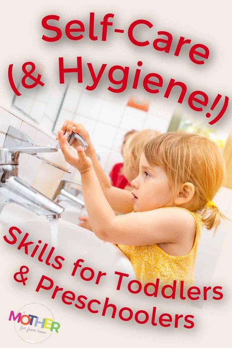 It's never to early to start teaching some valuable lessons on self-care & hygiene to young children. Check out these ten skills and how to teach them: Self Care For Preschoolers, Preschool Healthy Habits, Self Care Activities For Preschoolers, Self Help Activities For Toddlers, Hygiene Activities For Toddlers, Teaching Hygiene To Preschoolers, Preschool Self Help Skills, Self Help Skills Activities, Self Help Skills For Toddlers