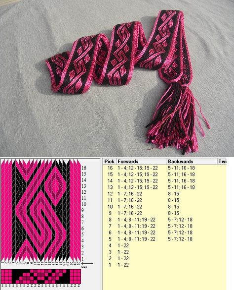 Card Weaving Patterns, Inkle Weaving Patterns, Tablet Weaving Patterns, Inkle Weaving, Inkle Loom, Card Weaving, Tablet Weaving, Pola Gelang, Weaving Textiles