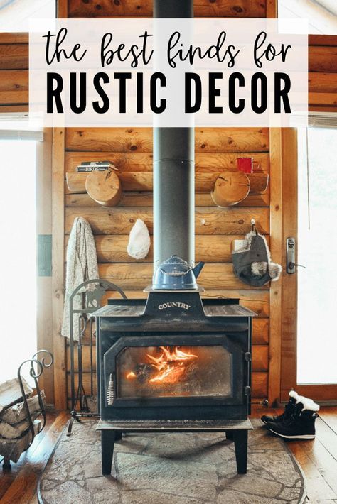 Roundup of the best rustic home decor on Amazon - all for under $75. From living room to kitchen to bathroom to bedroom, this list gives you plenty of ideas. These are all charmingly rustic pieces that will add a beautiful touch to any room, especially if you have a farmhouse, vintage or cabin themed home. And if you're on a budget, these won't break the bank. There's accessories, furniture, and plenty of practical items that are also cute! Start shopping & get lots of home decorating ideas here Vintage Lodge Style, Cabin Theme Kitchen, Western Decorating Ideas Ranch Style, Western Kitchen Ideas Ranch, Modern Rustic Cabin Interior, Forest Cabin Interior, Vintage Western Home Decor, Log Cabin Kitchen Ideas, Cabin Curtains