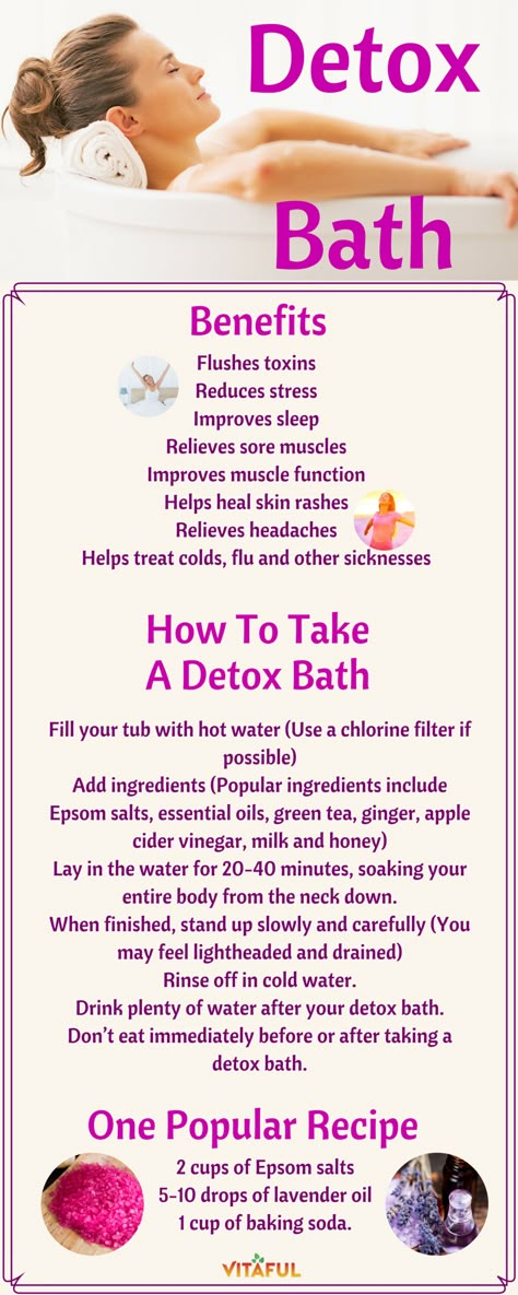 Body Cleanse & Detox: Cleanse and Nourish Your Body With A Detox Bath! Read Why You Need a Detox Bath, How to Take One and The Many Health Benefits. 1000 Lifehacks, Bath Detox, Body Detox Cleanse, Detox Bath, How To Relieve Headaches, Body Cleanse, Body Detox, Detox Cleanse, Detox Smoothie