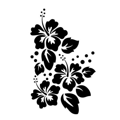 Black And White Flower, Flower Wall Decals, Flower Stencil, Silhouette Stencil, Pola Sulam, Stencil Patterns, Pattern Wall, Stencil Art, Silhouette Art