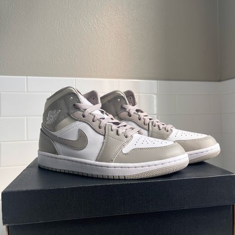 Brand New! Never Worn! Will Ship In The Original Box. Women's Size 7 College Grey/Light Bone White Air Jordan 1 Mid Women, Nike Shoes Air, Nike Air Jordan 1 Mid, Shoes Air, Bone White, Grey Light, Air Jordan 1 Mid, Jordan 1 Mid, Air Jordan 1