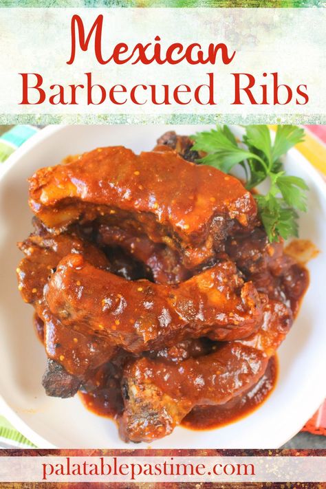 Mexican Bbq Sauce, Mexican Pork Ribs Recipes, Mexican Barbeque, Dominican Ribs Recipe, Country Style Pork Ribs Mexican, Mexican Ribs, Tex Mex Bbq, Pork Ribs Caldereta Recipe, Mexican Bbq