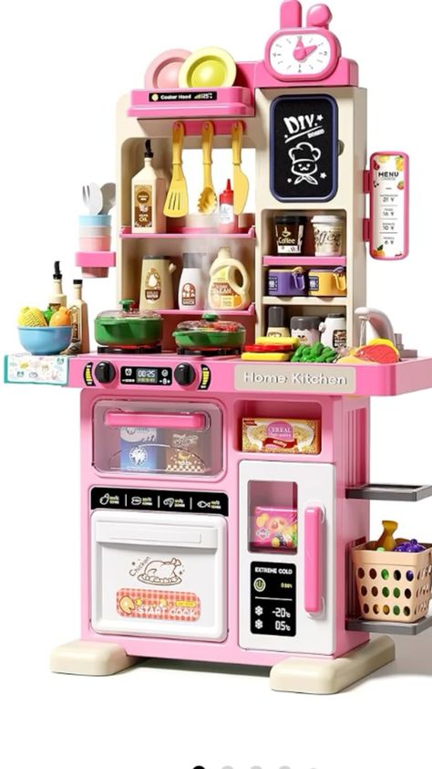 Juego de cocina para niños, 70 piezas, cocina de juego para niños con luces y sonidos realistas, fregadero con rociador, accesorios de cocina, juguetes de cocina para niños y niñas pequeños (rosa) Kitchen Kids Play, Kitchen Toys For Kids, Toy Kitchen Accessories, Kids Pretend Play Toys, Minnie Mouse Birthday Cakes, Kitchen Playset, Art Sets For Kids, Toys Kitchen, Baby Doll Nursery