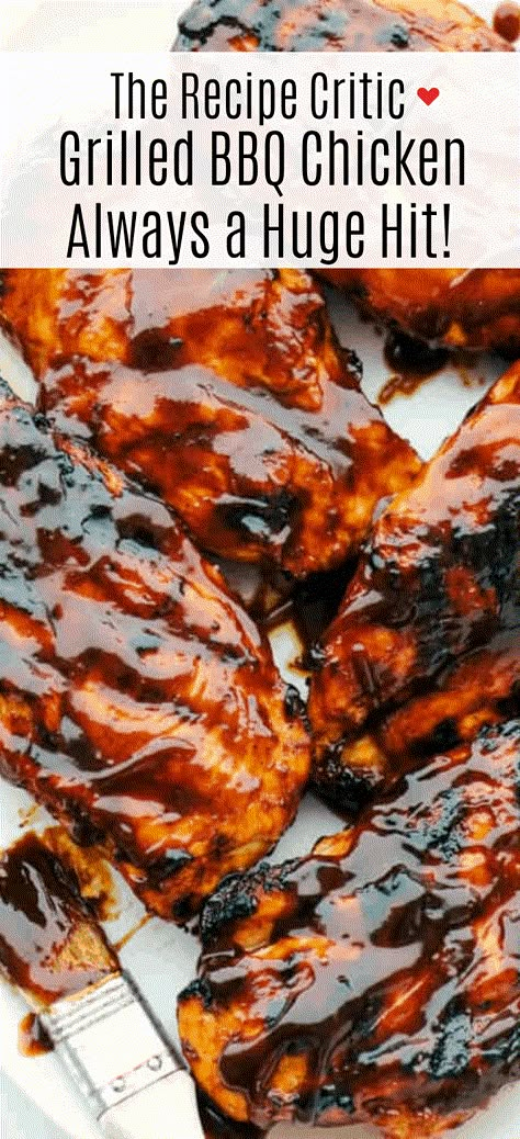 This grilled BBQ chicken is simple to make tender chicken coated in sweet barbecue flavor that comes through in every bite!  You will be making this weekly after you see what a huge hit it is! Bbq Grilled Chicken Recipes, Bbq Chicken Marinade, Best Bbq Chicken, Barbeque Chicken, Honey Bbq Chicken, Grilled Bbq Chicken, The Recipe Critic, Summer Cookout, Bbq Chicken Recipes