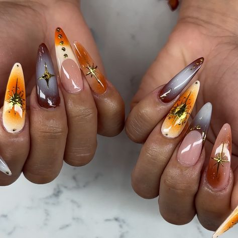 🤎🤍🤎🤍🧡🤎🤍🤎🤍🧡 • • • • • • * #colorfulnails #gelx #nailedit #lanailtech #ocnailtech #la #losangeles #nailselfie #usc #squarenails Maximalist Fall Nails, Maximalist Nails, Nails Fall, Fall Nails, Nails, Quick Saves, Autumn Nails