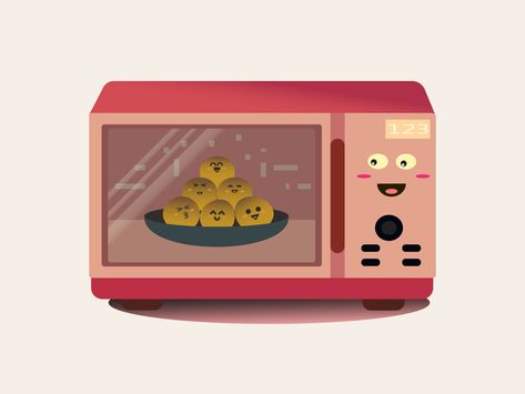 Cute Microwave by GaluhRamandani Cute Microwave, Cute Egg, Round Cake, Graphic Designer, Creative Professional, Smiley, Simple Designs, Vector Illustration, Indonesia