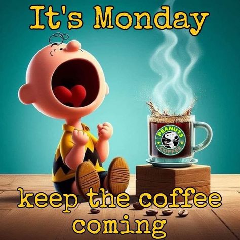 Monday Coffee Humor, Monday Morning Quotes, Monday Coffee, Week Quotes, Funny Coffee Quotes, Good Morning Funny Pictures, Monday Blessings, Funny Good Morning Quotes, Peanuts Cartoon