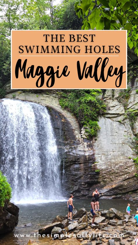 Awesome Summertime Maggie Valley Swimming Holes • North Carolina • The Simple Salty Life Maggie Valley North Carolina, Slide Rock, Maggie Valley, Tubing River, Mountain Waterfall, Pisgah National Forest, Summer Escape, Summer Destinations, Family Travel Destinations