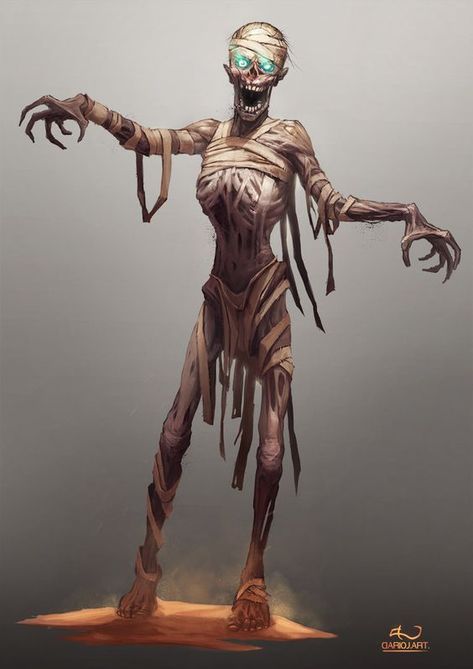 Egypt Concept Art, Tomb Kings, Egyptian Mummies, D D Monsters, Heroic Fantasy, Zombie Girl, Dnd Monsters, Classic Monsters, Creatures Of The Night