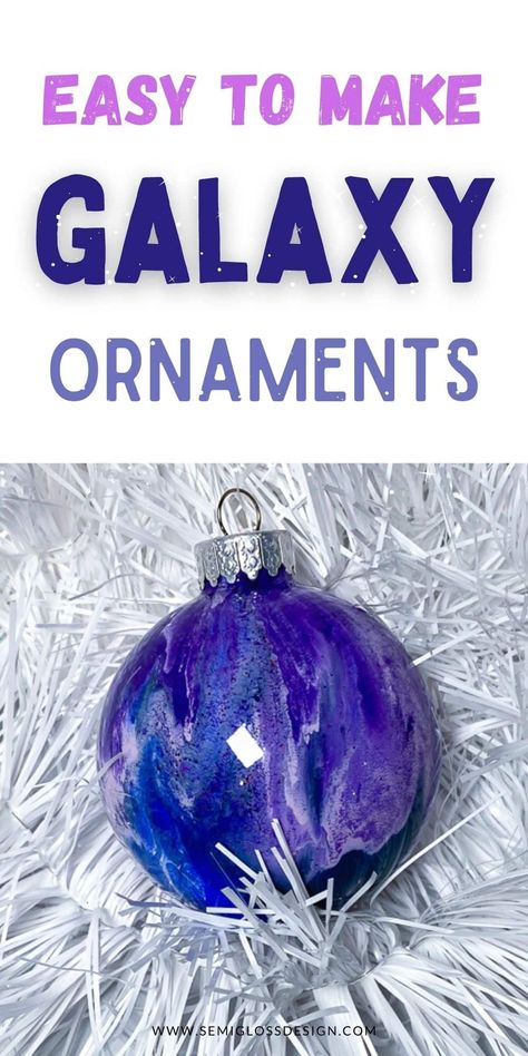 Purple Christmas Tree, Easy Ornaments, Ornaments To Make, Diy Galaxy, Easy Christmas Ornaments, Beautiful Night Sky, Alcohol Ink Crafts, Clear Ornaments, Purple Christmas