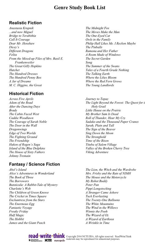 Book Genres List, Realistic Fiction Books, Genres Of Books, Genre Study, Genre Of Books, Novel Genres, Bridge To Terabithia, Study Book, Realistic Fiction