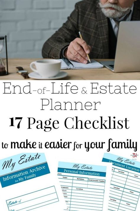 Planning for your estate and end of life arrangements will make a difficult time a bit easier for your family. This free printable End of Life Checklist will get you organized now before it's necessary. #printable #checklist Life Checklist, Family Emergency Binder, Estate Planning Checklist, Emergency Binder, When Someone Dies, Last Will And Testament, Will And Testament, Life Binder, Family Emergency