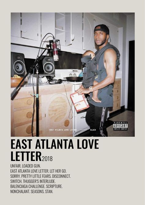 East Atlanta Love Letter, Alternative Minimalist Poster, Album Cover Wall Decor, Album Polaroid Poster, Rap Album Covers, Rapper Wallpaper Iphone, Printable Wall Collage, Music Cover Photos, Minimalist Music