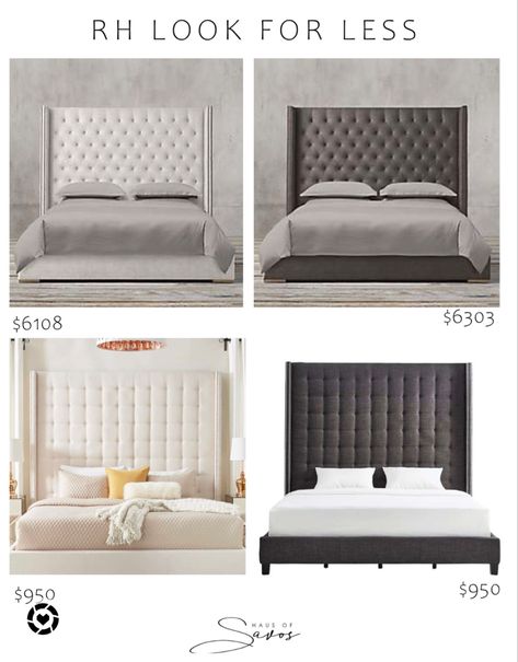 Restoration Hardware Headboard, Tall Upholstered Bed, Tall Upholstered Bed King, King Bed With Tall Headboard, Diy Tall Headboard Upholstered, Tall Headboard Ideas, Tall King Headboard, Tall Upholstered Headboard King, King Bed Tall Headboard