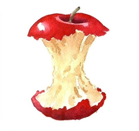 Kitchen Art Wall Decor, Kitchen Art Wall, Apple Core, Apple Painting, Fruits Drawing, Apple Art, Watercolor Food, Oil Pastel Art, Fruit Painting