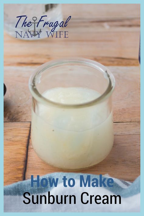 The bottom line is that you need to take care of your skin. And you can with this Homemade Sunburn Cream. It's perfect for all families! #sunburn #skincare #sunburncream #frugalnavywife #homeremedy | Homemade Sunburn Cream | DIY Sunburn Cream | Sunburn relief in a cream | Homemade Remedy | Natural Remedy for Sunburns Sunburn Cream, Aloe For Sunburn, Get Rid Of Sunburn, Natural Remedies For Sunburn, Sunburn Relief, Skin Burns, Amazing Crafts, Take Care Of Your Skin, Navy Wife