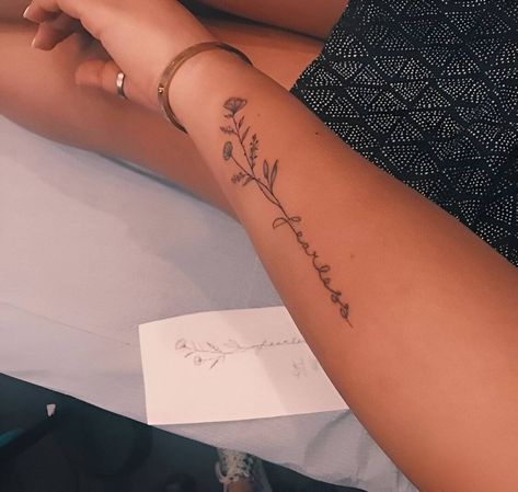 Tattoo Wisdom, Forearm Word Tattoo, Tattoo Ideas Meaning, Popular Tattoo Ideas, Simple Tattoo With Meaning, Forearm Tattoos For Women, Meaningful Word Tattoos, Cute Tattoos With Meaning, Forearm Tattoo Design