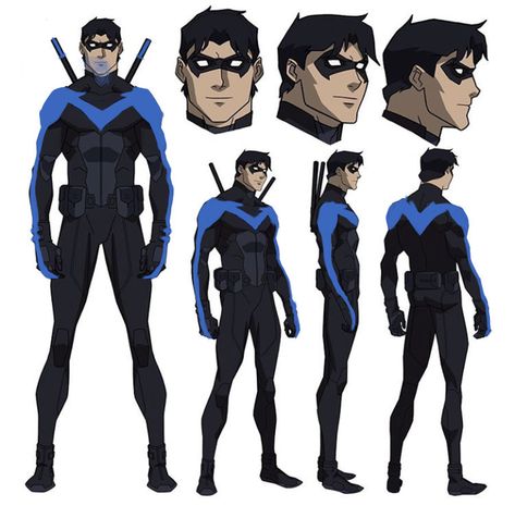 Turnaround Reference, Nightwing Young Justice, Young Justice Characters, Nightwing Cosplay, Gambit X Men, Madara Susanoo, Character Turnaround, Univers Dc, Character Sheets