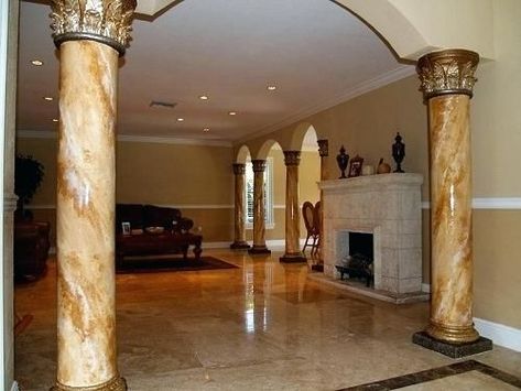 House Pillar Design, Column Decoration Ideas, Interior Pillars, Round Pillar Design, House Pillars, Modern Column, Column Decoration, Design Interior Modern, Cat Wash