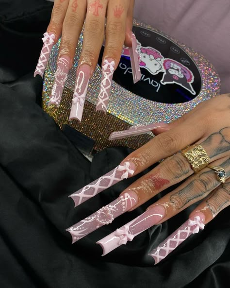 Pink Square Long Nails, Bling Nails Acrylic, Xxl Acrylic Nails, Medium Short Nails, Nail Ideas Long, Nail Design Acrylic, Girly Nails, Fye Nails, Nail Equipment